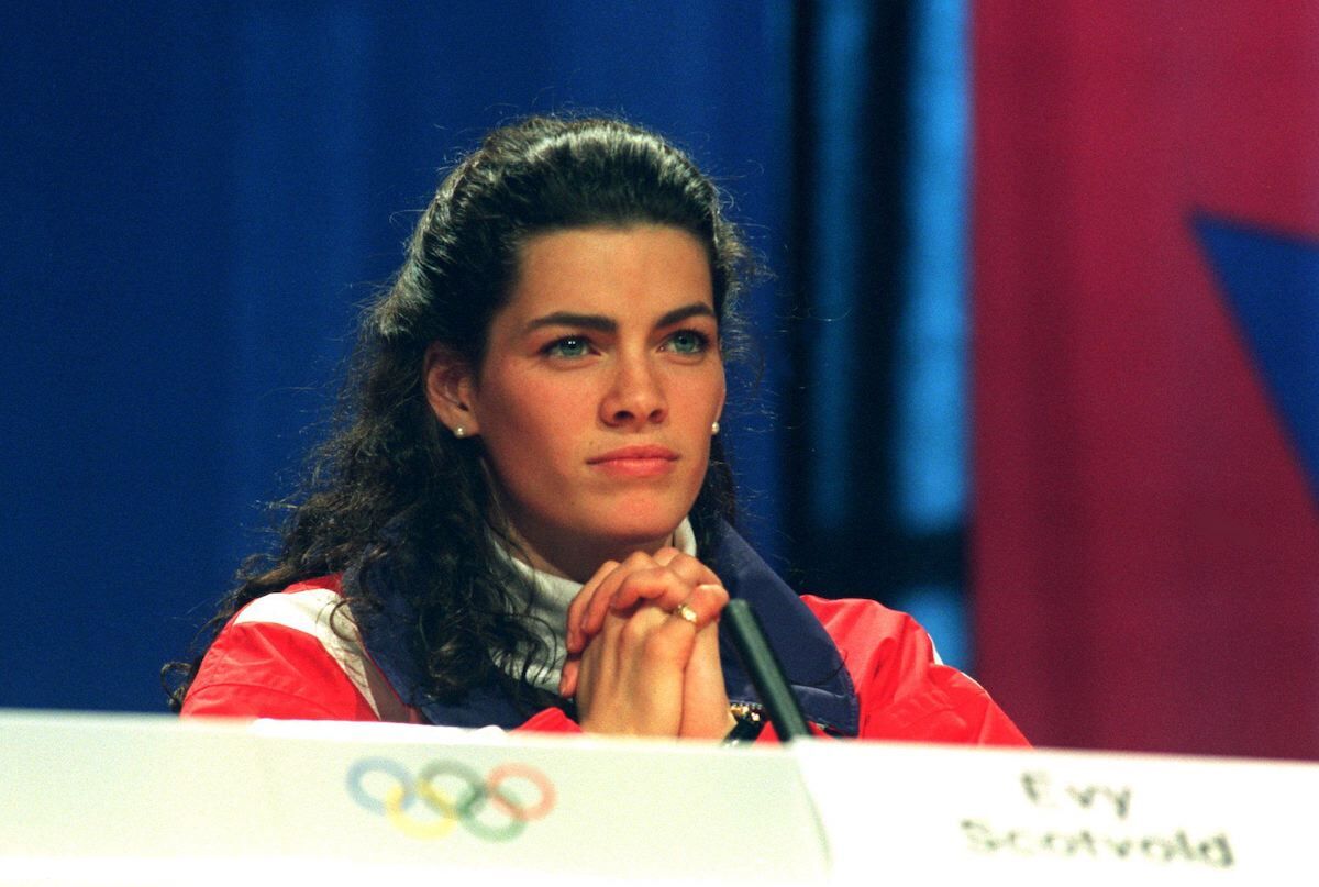 Nancy Kerrigan during a press conference at the 1994 Olympics