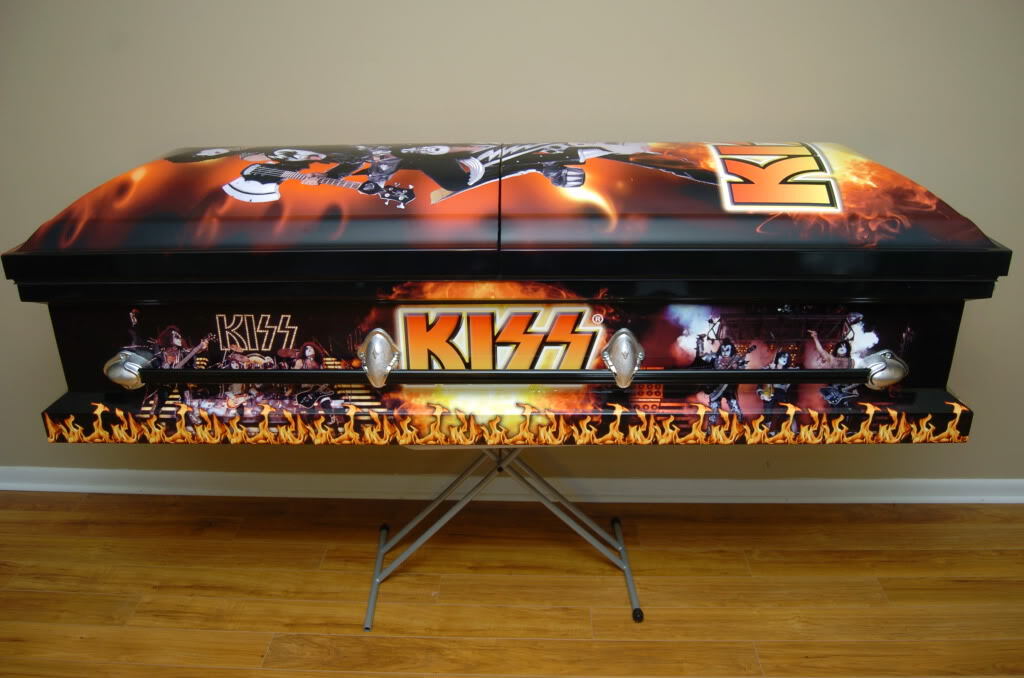 A Kiss brand coffin