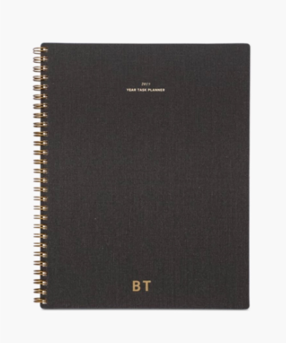 2020 task planner with BT initials on cover