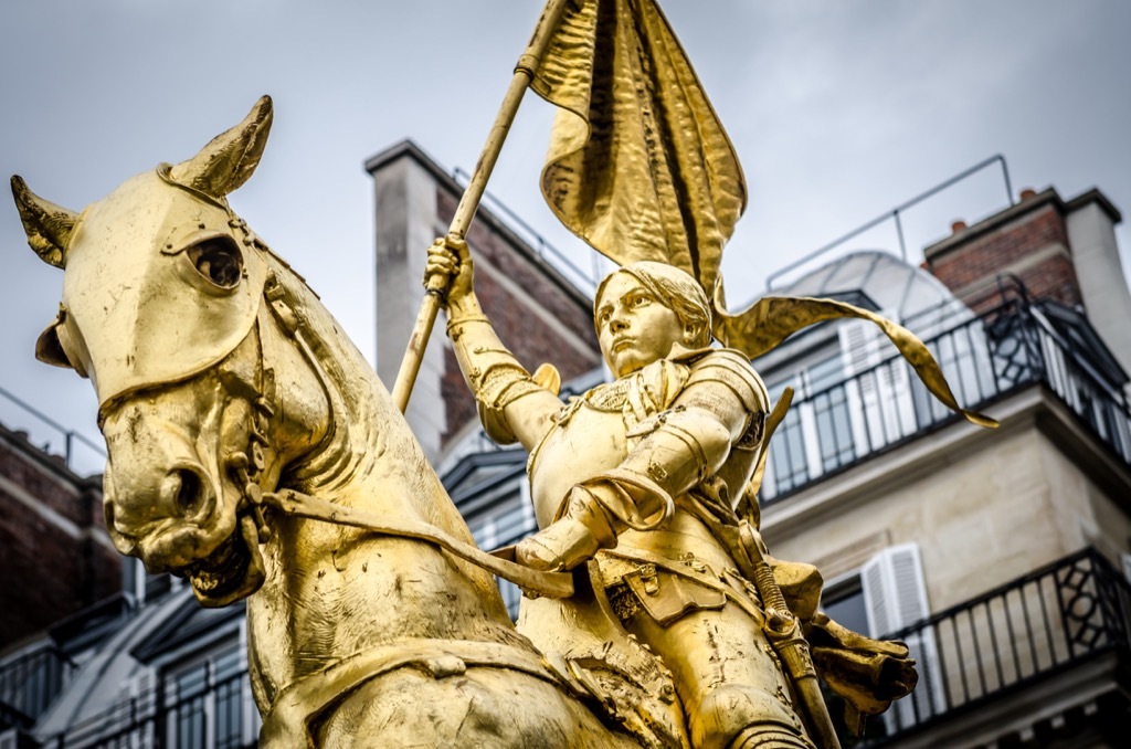 Joan of Arc statue on the Rue de Rivoli in Paris, France