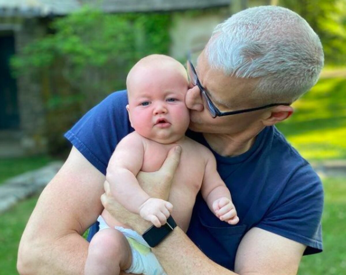 Anderson Cooper holding his son Wyatt Cooper